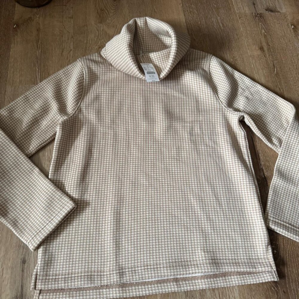 J.Crew‎ NWT Brown & White Gingham Checkered Turtleneck Size L